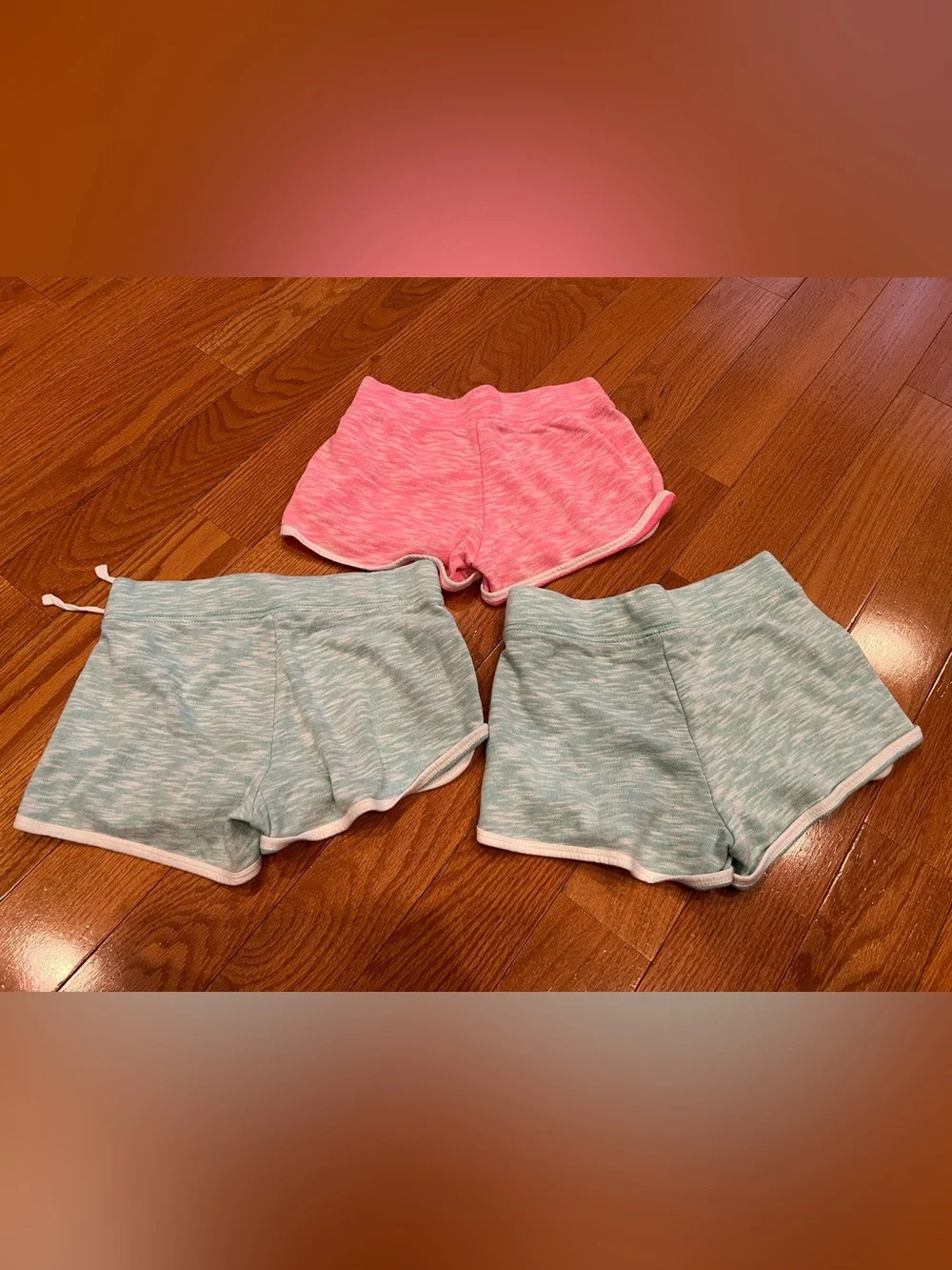 Justice Girls Pink and Aqua Athletic Knit Shorts Set of 3 Size 8